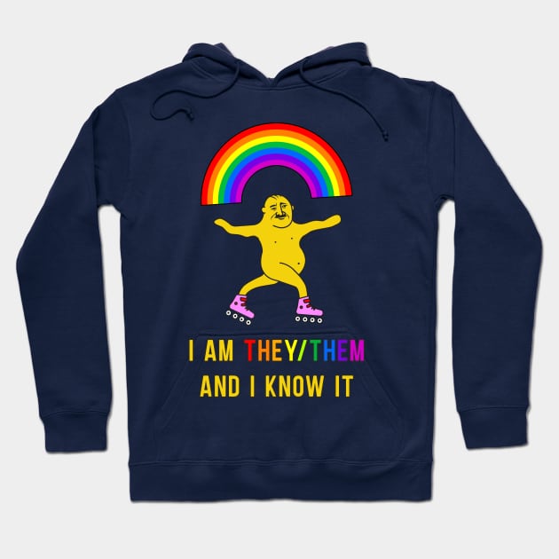 Genderfluid design for non-binary people personal pronouns They Them (They/Them) Hoodie by strangelyhandsome